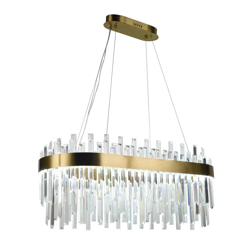 LED dæmpbar krystal lysekrone på kabel LED/100W/230V 3000-6500K guld + fjernbetjening