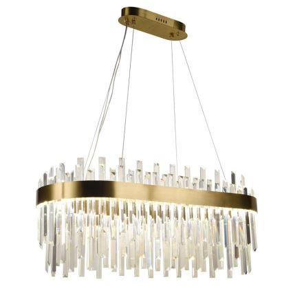 LED dæmpbar krystal lysekrone på kabel LED/100W/230V 3000-6500K guld + fjernbetjening
