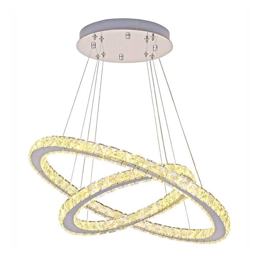 LED dæmpbar krystal lysekrone på kabel LED/115W/230V 3000-6500K sølv + fjernbetjening