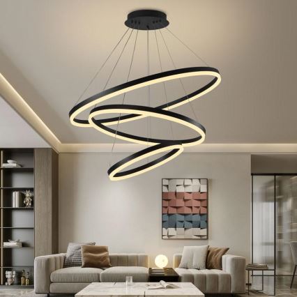 LED dæmpbar loftlampe på kabel LED/125W/230V 3000-6500K Ø 80 cm + fjernbetjening