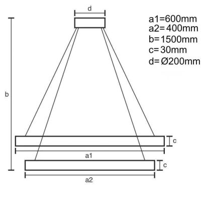LED dæmpbar loftlampe på kabel LED/130W/230V 3000-6500K Ø 60 cm + fjernbetjening