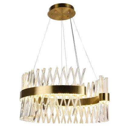 LED Dæmpbar krystal lysekrone på wire LED/130W/230V 3000-6500K guld + fjernbetjening