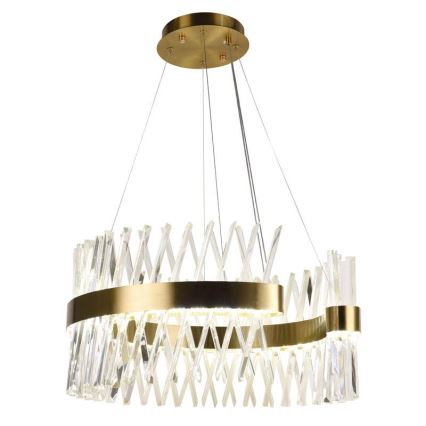 LED Dæmpbar krystal lysekrone på wire LED/130W/230V 3000-6500K guld + fjernbetjening