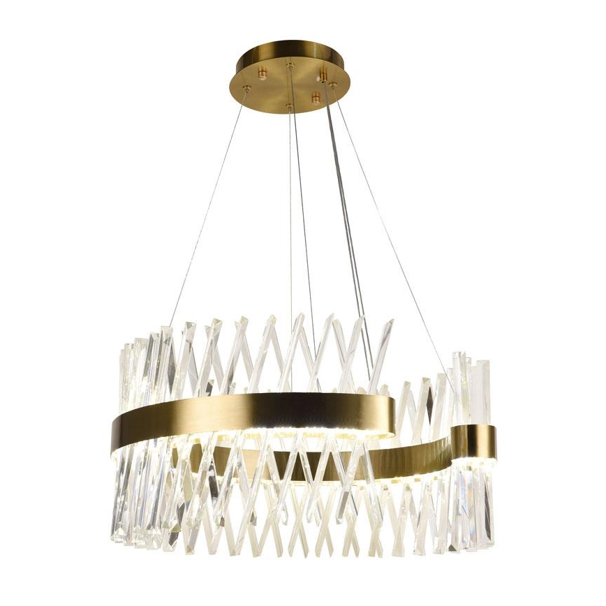 LED Dæmpbar krystal lysekrone på wire LED/130W/230V 3000-6500K guld + fjernbetjening