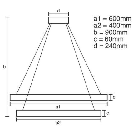 LED dæmpbar loftlampe på kabel LED/135W/230V 3000-6500K Ø 60 cm + fjernbetjening