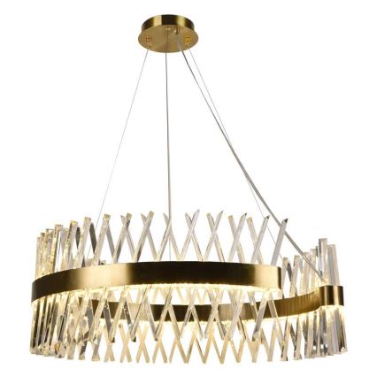 LED Dæmpbar krystal lysekrone på wire LED/175W/230V 3000-6500K guld + fjernbetjening
