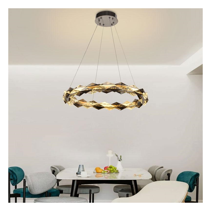 LED dæmpbar krystal lysekrone på wire LED/40W/230V 3000-6500K blank krom + fjernbetjening