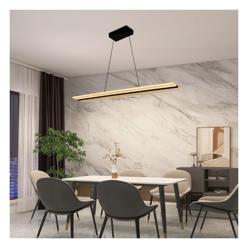 LED dæmpbar loftlampe på kabel LED/40W/230V 3000-6500K sort + fjernbetjening