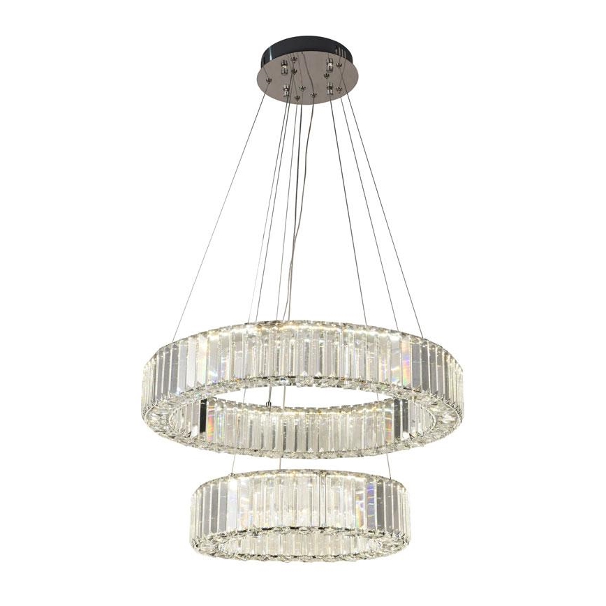 LED Dæmpbar krystal lysekrone på wire LED/65W/230V 3000-6500K blank krom + fjernbetjening