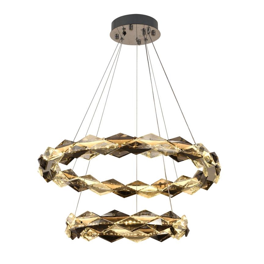 LED Dæmpbar krystal lysekrone på wire LED/65W/230V 3000-6500K blank krom + fjernbetjening