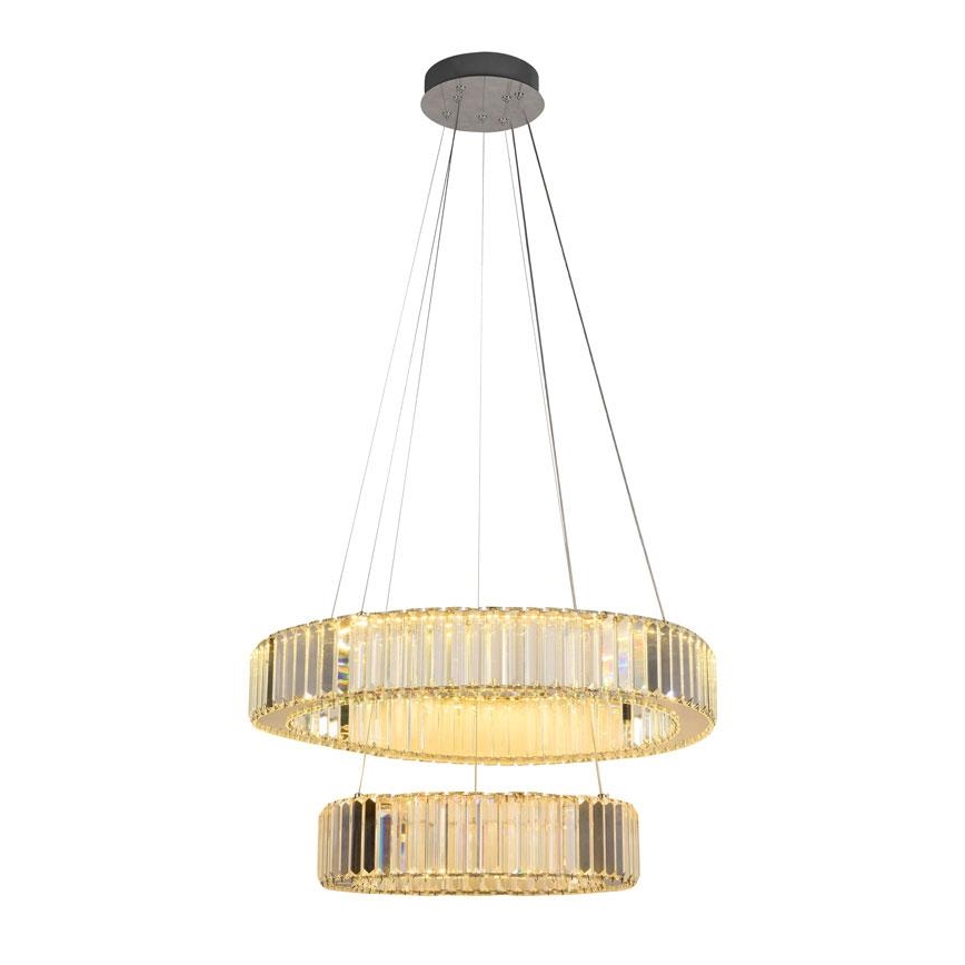 LED Dæmpbar krystal lysekrone på wire LED/65W/230V 3000-6500K blank krom + fjernbetjening