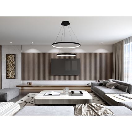 LED dæmpbar loftlampe på kabel LED/75W/230V 3000-6500K Ø 60 cm + fjernbetjening