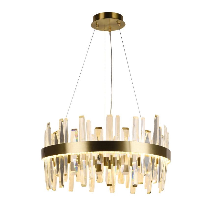 LED dæmpbar krystal lysekrone på kabel LED/80W/230V 3000-6500K guld + fjernbetjening