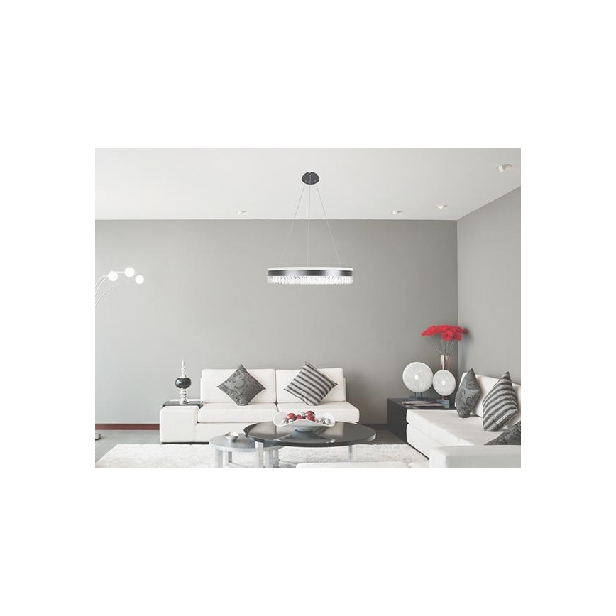 LED dæmpbar krystal lysekrone på kabel LED/80W/230V 3000-6500K sort + fjernbetjening