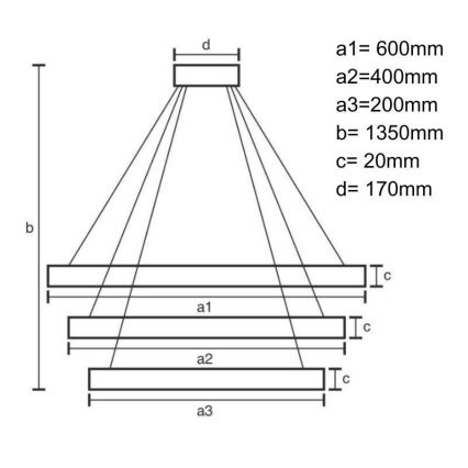 LED dæmpbar loftlampe på kabel LED/90W/230V 3000-6500K Ø 60 cm + fjernbetjening