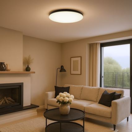 LED-dæmpbar loftlampe SIENA LED/80W/230V 3000-6000K Ø 75 cm sort + fjernbetjening