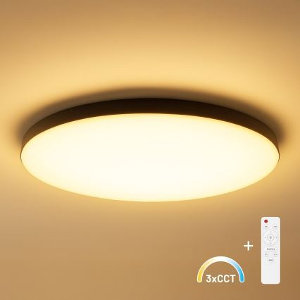 LED-dæmpbar loftlampe SIENA LED/80W/230V 3000-6000K Ø 75 cm sort + fjernbetjening