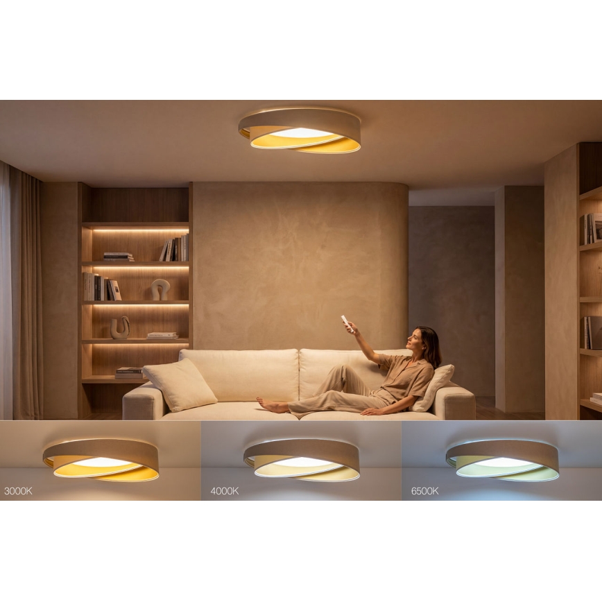 Dæmpbar LED-loftlampe SMART GALAXY MODERN LED/24W/230V 3000-6500K Ø 55 cm beige/hvid/guld + fjernbetjening