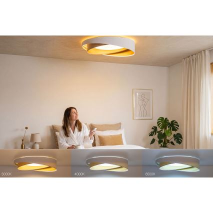 Dæmpbar LED-loftlampe SMART GALAXY MODERN LED/24W/230V 3000-6500K Ø 55 cm hvid/beige/guld + fjernbetjening