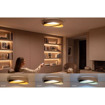 Dæmpbar LED-loftlampe SMART GALAXY MODERN LED/24W/230V 3000-6500K Ø 55 cm beige/brun/guld + fjernbetjening