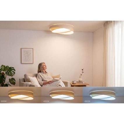 Dæmpbar LED-loftlampe SMART GALAXY MODERN LED/24W/230V 3000-6500K Ø 55 cm creme/hvid + fjernbetjening