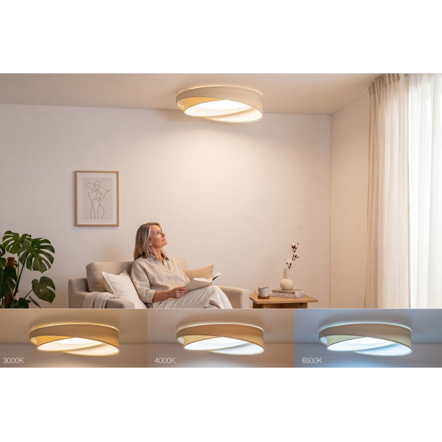 Dæmpbar LED-loftlampe SMART GALAXY MODERN LED/24W/230V 3000-6500K Ø 55 cm creme/hvid + fjernbetjening
