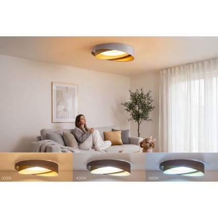 Dæmpbar LED-loftlampe SMART GALAXY MODERN LED/24W/230V 3000-6500K Ø 55 cm grå/guld + fjernbetjening