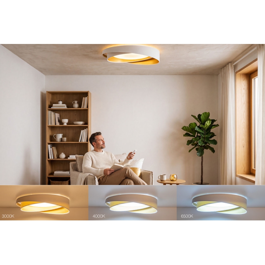 Dæmpbar LED-loftlampe SMART GALAXY MODERN LED/24W/230V 3000–6500K Ø 55 cm hvid/guld + fjernbetjening