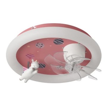 LED-dæmpbar loftlampe til børneværelset med ventilator LED/48W/230V 3000/4000/6000K lyserød + fjernbetjening