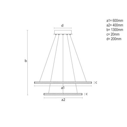 LED dæmpbar lysekrone på kabel LED/150W/230V 3000-6500K + fjernbetjening