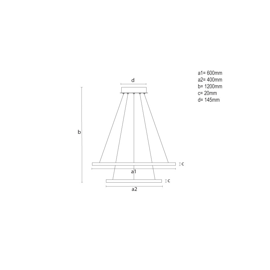 LED-dæmpbar pendel på wire LED/55W/230V 3000–6500K Ø 60 cm + fjernbetjening