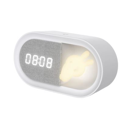 LED Dæmpbar natlampe med vækkeur BUNNY LED/1,2W/5V 3000K
