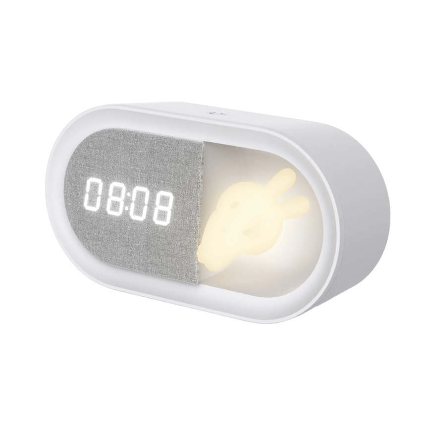 LED Dæmpbar natlampe med vækkeur BUNNY LED/1,2W/5V 3000K