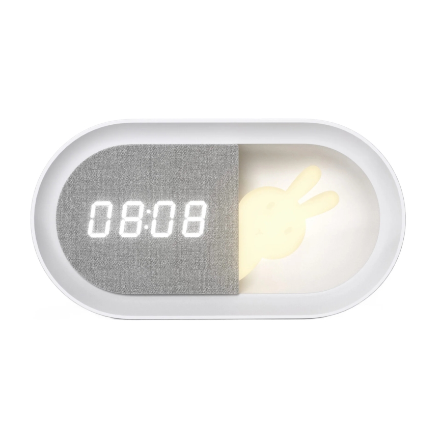 LED Dæmpbar natlampe med vækkeur BUNNY LED/1,2W/5V 3000K