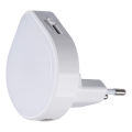LED Dæmpbar orienteringslampe med skumringssensor til stikkontakt ULOV LED/0,5W/230V hvid