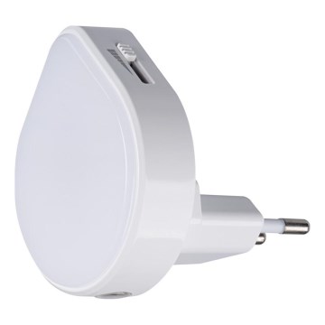 LED Dæmpbar orienteringslampe med skumringssensor til stikkontakt ULOV LED/0,5W/230V hvid