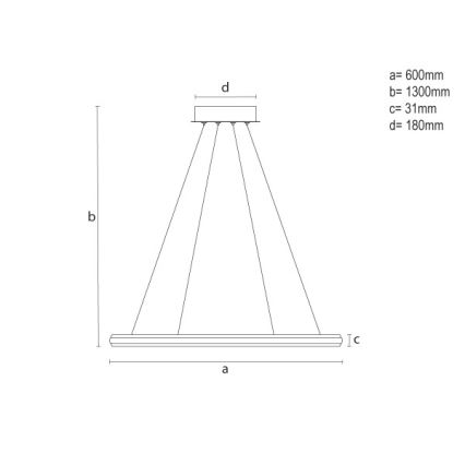 Dæmpbar LED-pendel på wire LED/55W/230V 3000-6500K Ø 60 cm + fjernbetjening