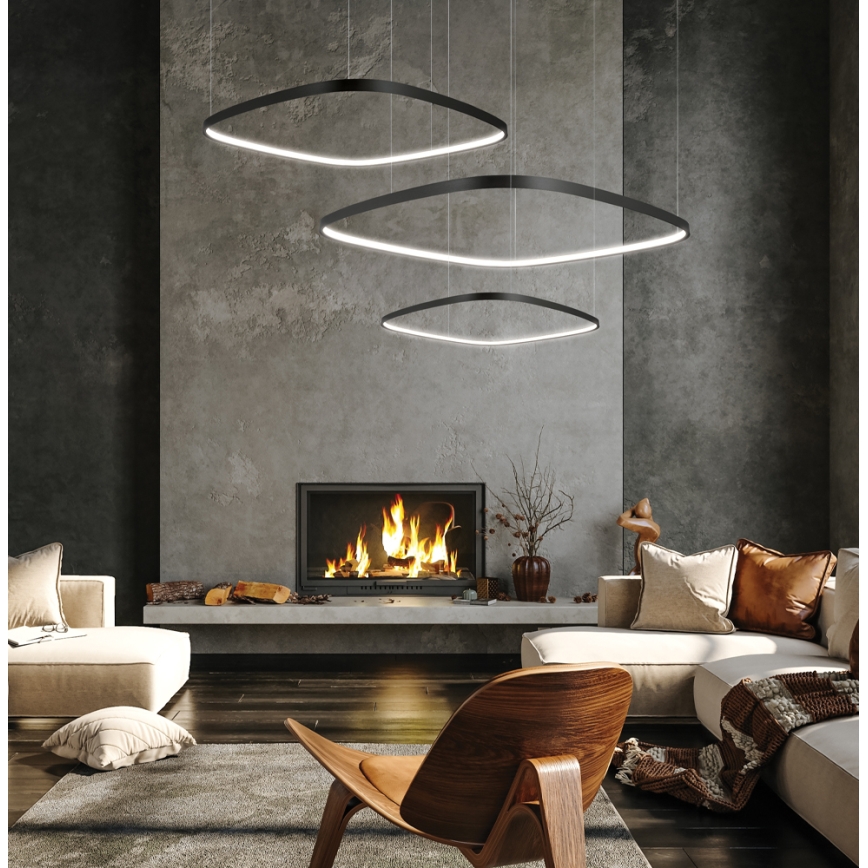 Dæmpbar LED-pendel med kabel LORENZO LED/70W/230V 3000/4000/6000K sort + fjernbetjening