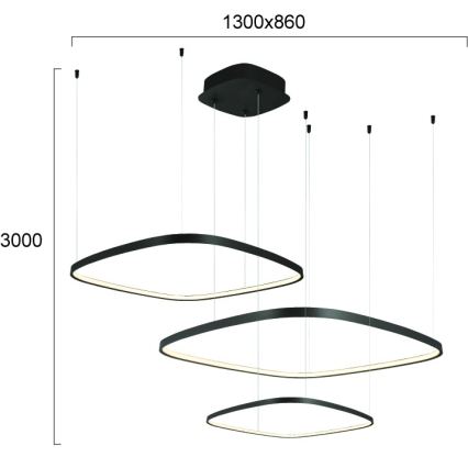 Dæmpbar LED-pendel med kabel LORENZO LED/70W/230V 3000/4000/6000K sort + fjernbetjening