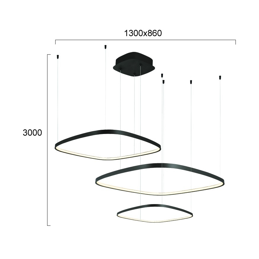 Dæmpbar LED-pendel med kabel LORENZO LED/70W/230V 3000/4000/6000K sort + fjernbetjening