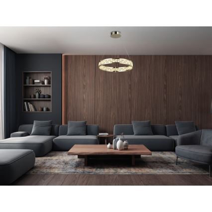 LED dæmpbar krystal-lysekrone med wireophæng ENRIQUE LED/40W//230V 3000-6000K Ø 60 cm + fjernbetjening