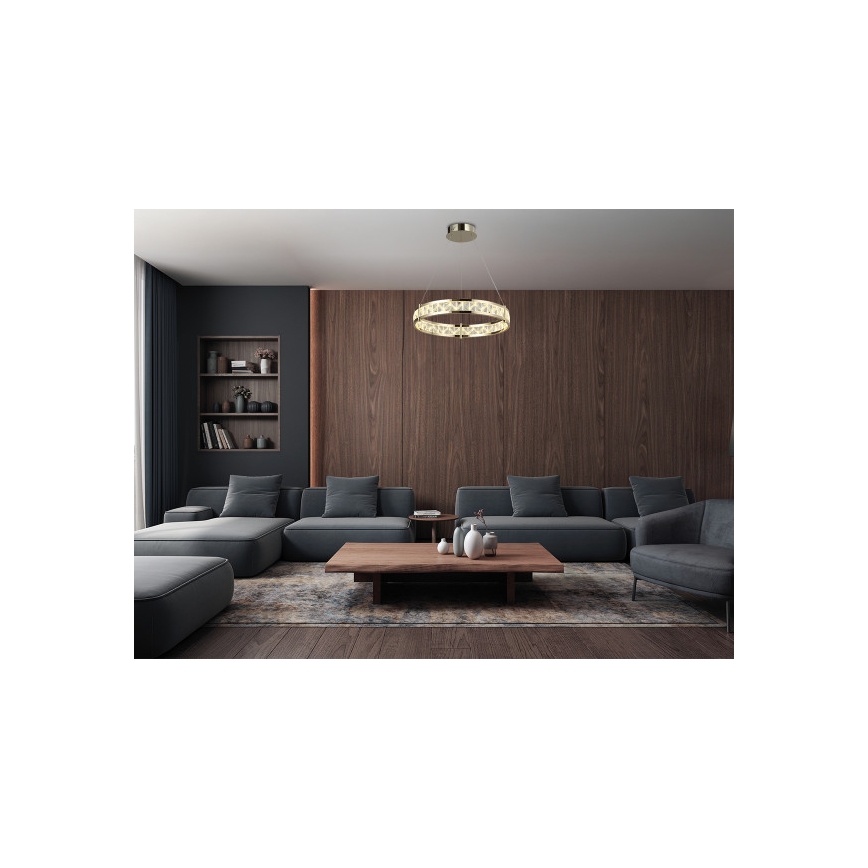 LED dæmpbar krystal-lysekrone med wireophæng ENRIQUE LED/40W//230V 3000-6000K Ø 60 cm + fjernbetjening