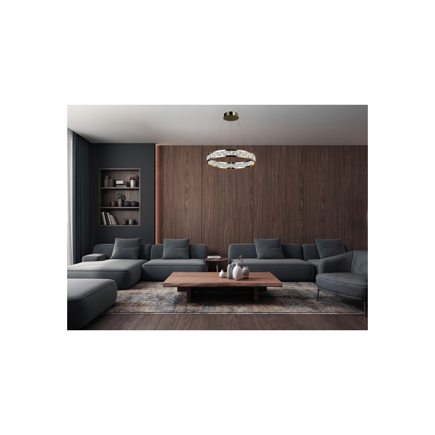 LED dæmpbar krystal-lysekrone med wireophæng ENRIQUE LED/40W//230V 3000-6000K Ø 60 cm + fjernbetjening