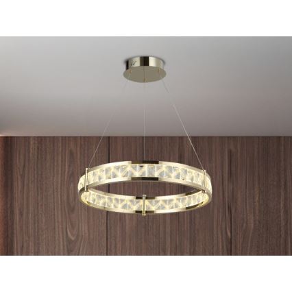 LED dæmpbar krystal-lysekrone med wireophæng ENRIQUE LED/40W//230V 3000-6000K Ø 60 cm + fjernbetjening