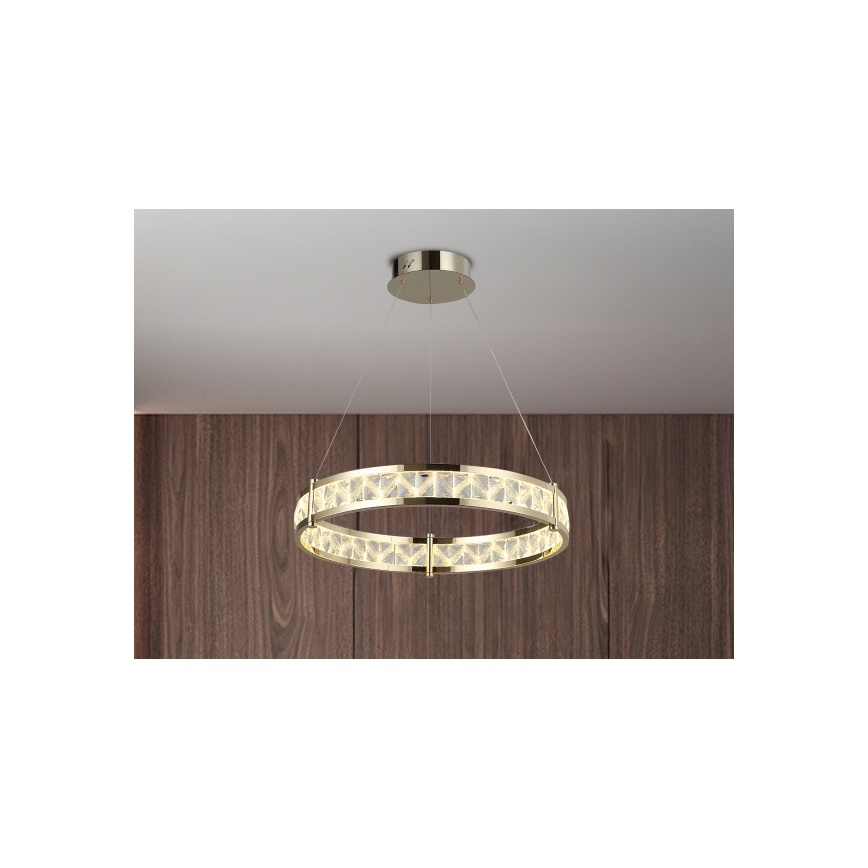 LED dæmpbar krystal-lysekrone med wireophæng ENRIQUE LED/40W//230V 3000-6000K Ø 60 cm + fjernbetjening