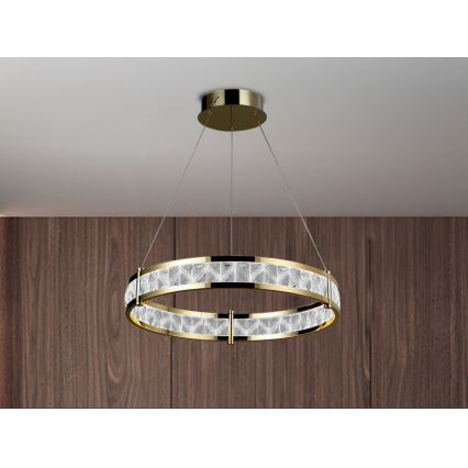 LED dæmpbar krystal-lysekrone med wireophæng ENRIQUE LED/40W//230V 3000-6000K Ø 60 cm + fjernbetjening