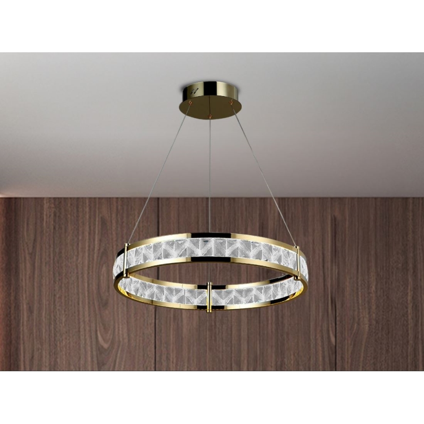 LED dæmpbar krystal-lysekrone med wireophæng ENRIQUE LED/40W//230V 3000-6000K Ø 60 cm + fjernbetjening