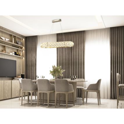 LED-dæmpbar krystalpendel på wire ENRIQUE LED/50W//230V 3000-6000K + fjernbetjening