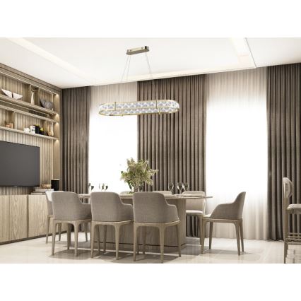 LED-dæmpbar krystalpendel på wire ENRIQUE LED/50W//230V 3000-6000K + fjernbetjening