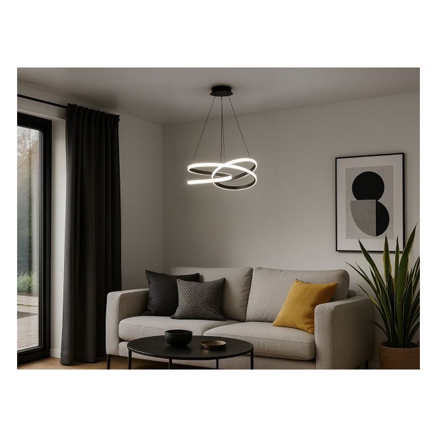 LED-dæmpbar pendel på wire LED/90W/230V 3000-6500K Ø 47 cm + fjernbetjening